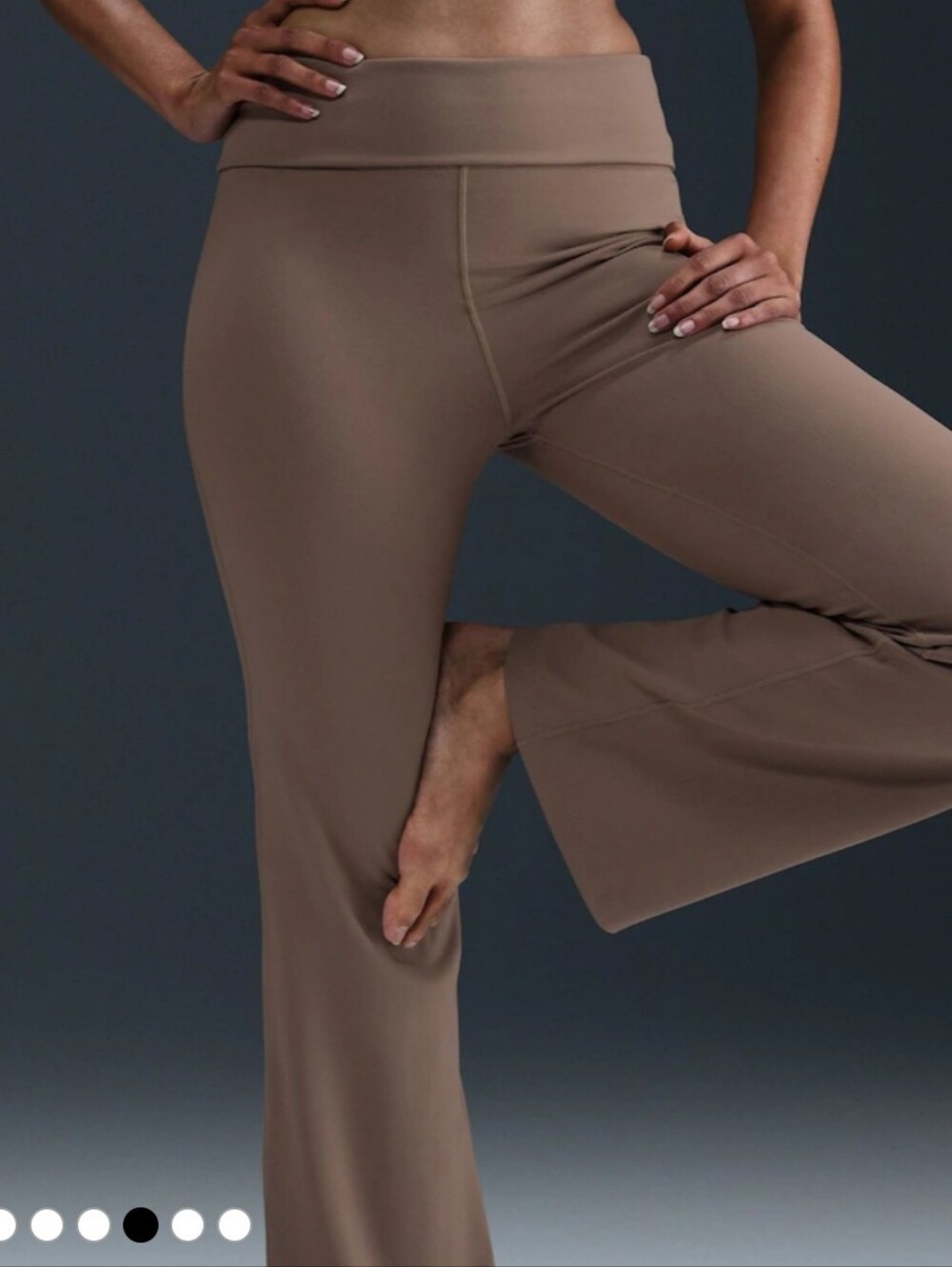 Nike One Dri-FIT High-Waisted Fold-Over Flared Leggings Mink Brown Medium M